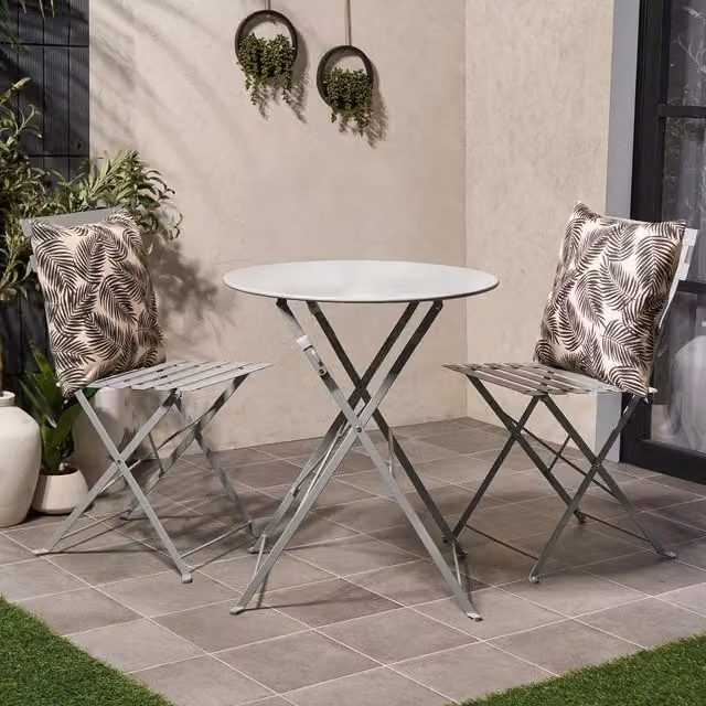OHS 2 Pack Mono Leaf Outdoor Filled Square Cushion Covers in White