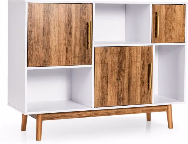 Costway Mid-Century 3-Door Sideboard Standing Cabinet in White
