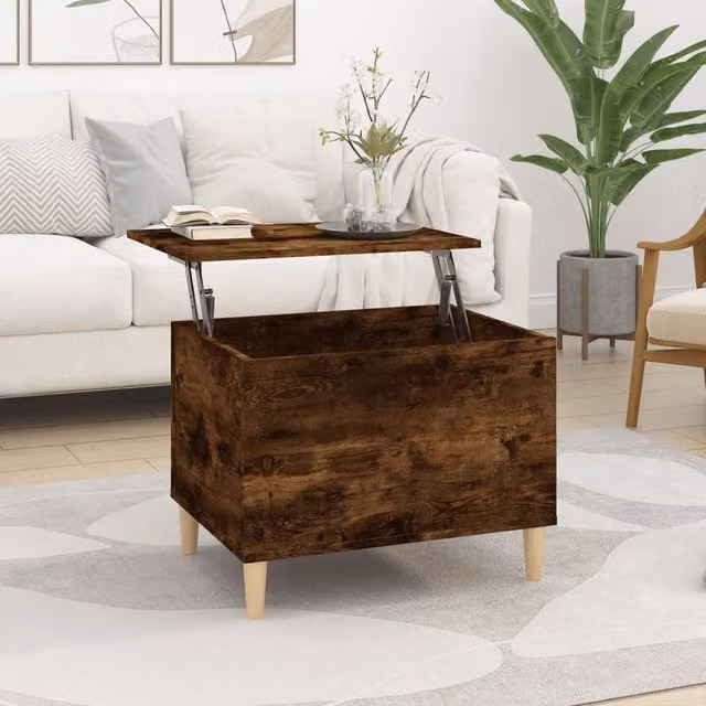Berkfield Home Smoked Oak Coffee Table in Brown, W/D/H: 60 x 44.5 x 45 cm – 1