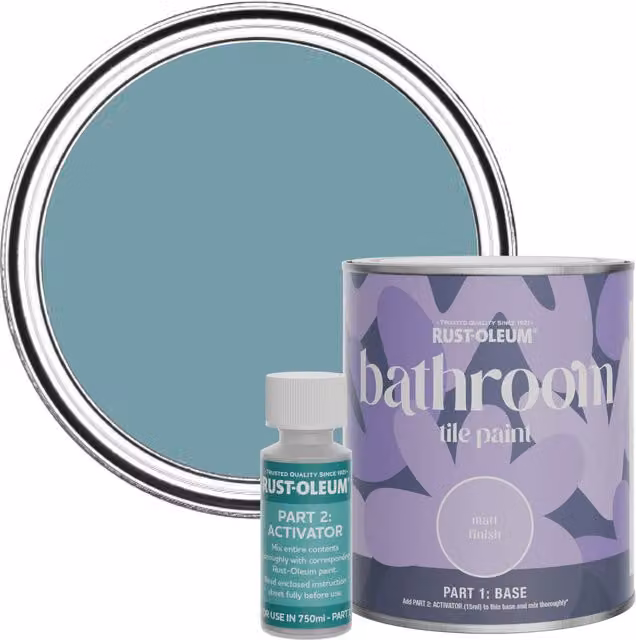Rust-Oleum Bathroom Tile Paint in Matt Finish, Pacific State Blue, 750ml