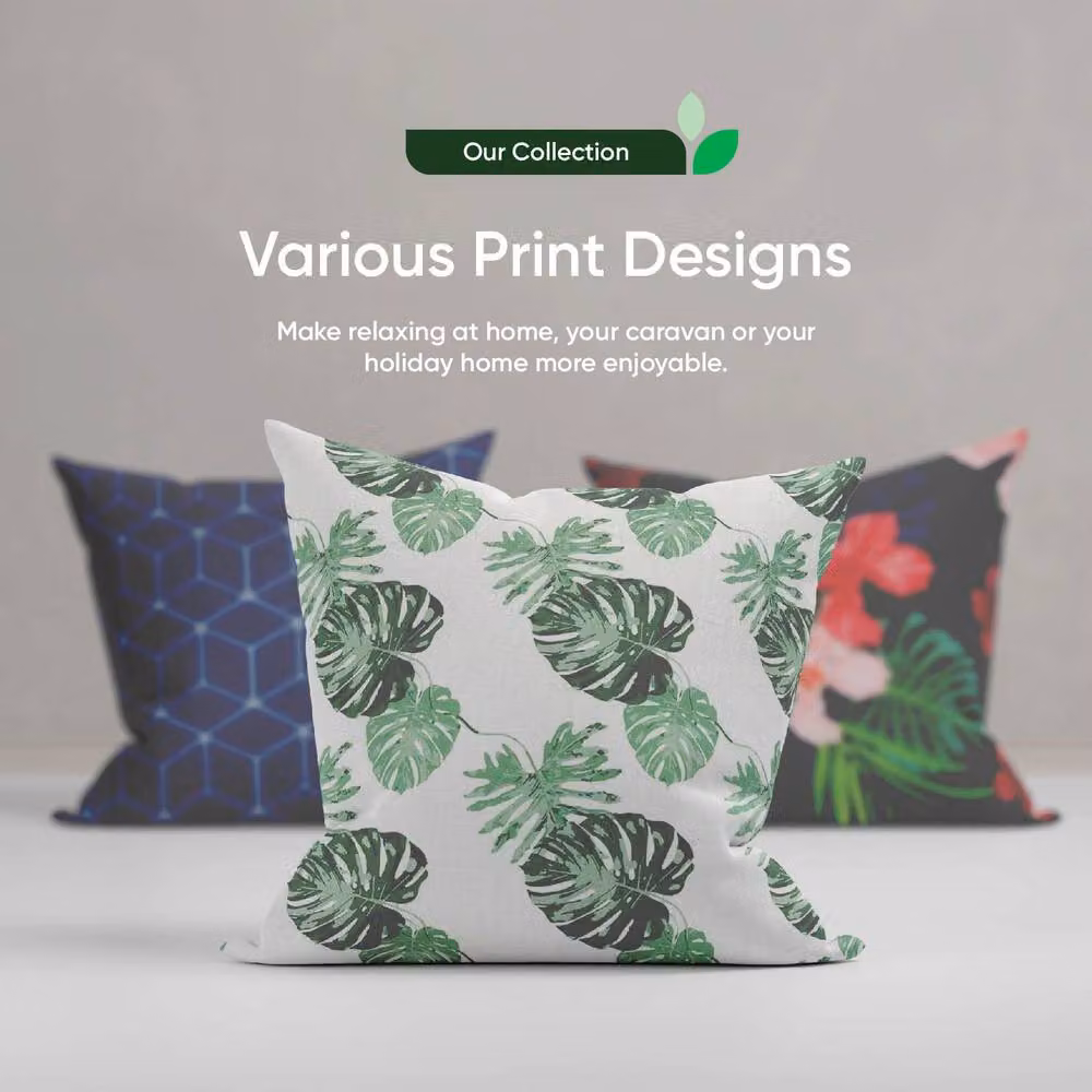 Gardenwize Pack of 2 Bali Leaf Floral Cushion Covers in Green, W/H: 45 x 45 cm – 6