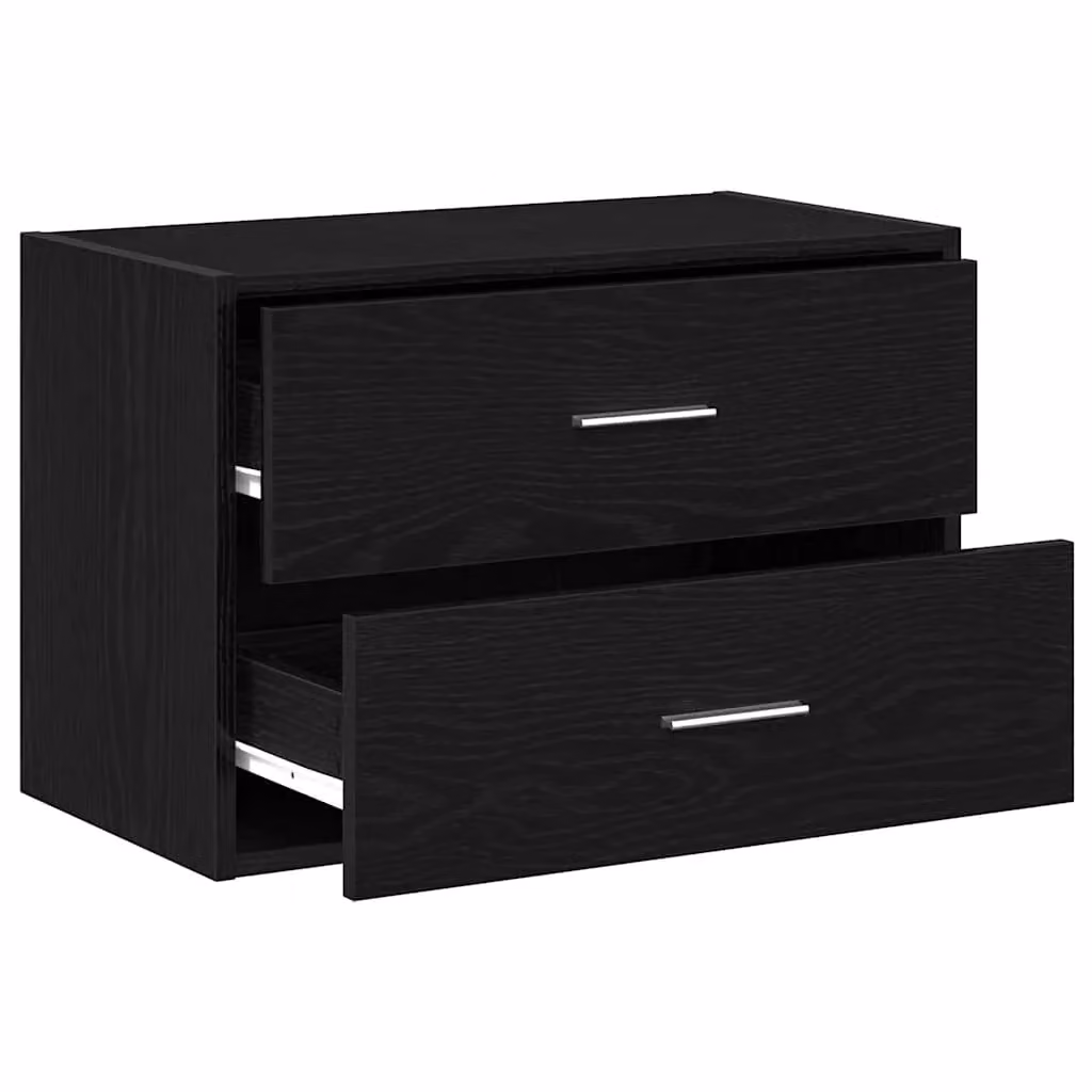 Berkfield Modern Black Oak Home Cabinet with 2 Drawers, W/D/H: 60 x 31 x 40 cm – 3