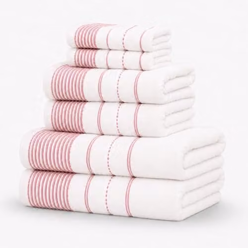 Rapport Home 6 Piece Striped Cotton Towel Bale Set in Pink – 1