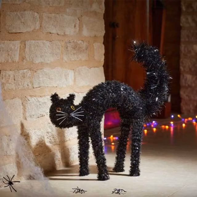 Samuel Alexander Black Scaredy Cat Halloween Tabletop Decoration, Height: 42 cm