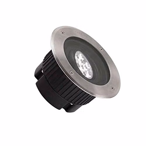 Leds-C4 GEA Recessed Round LED Garden Spotlight in Stainless Steel, Silver, 9W, 675LM, Warm White