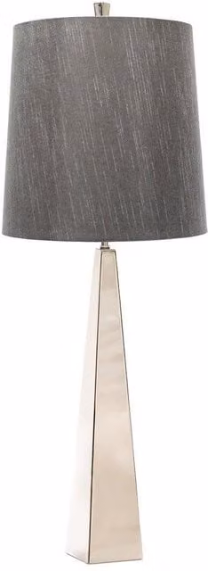 Netlighting Ascent Modern Table Lamp in Grey with Polished Nickel and Fabric Shade, E27 – 1