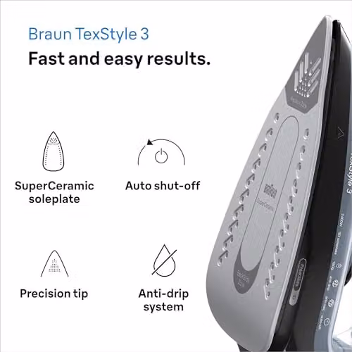 Braun Steam Iron with Ceramic Soleplate and Auto Shut-Off, Black – 2