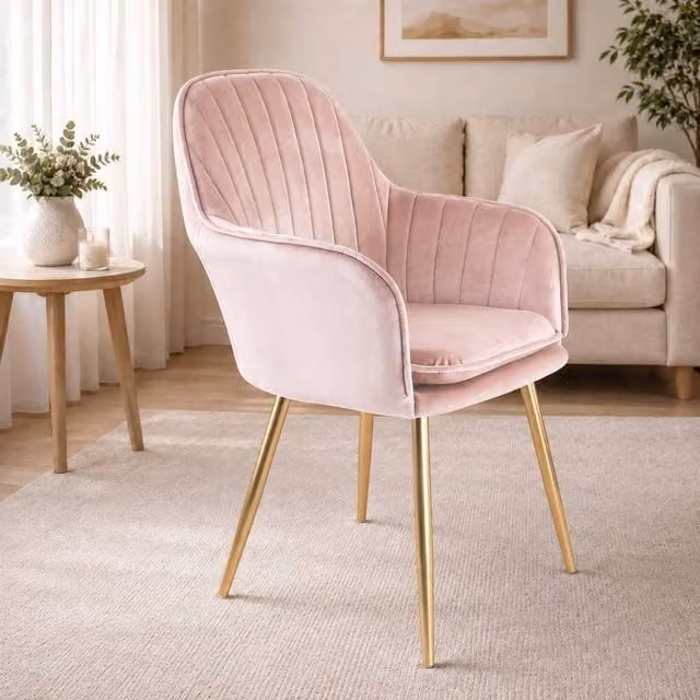 Genesis Muse Modern Velvet Accent Chair in Pink
