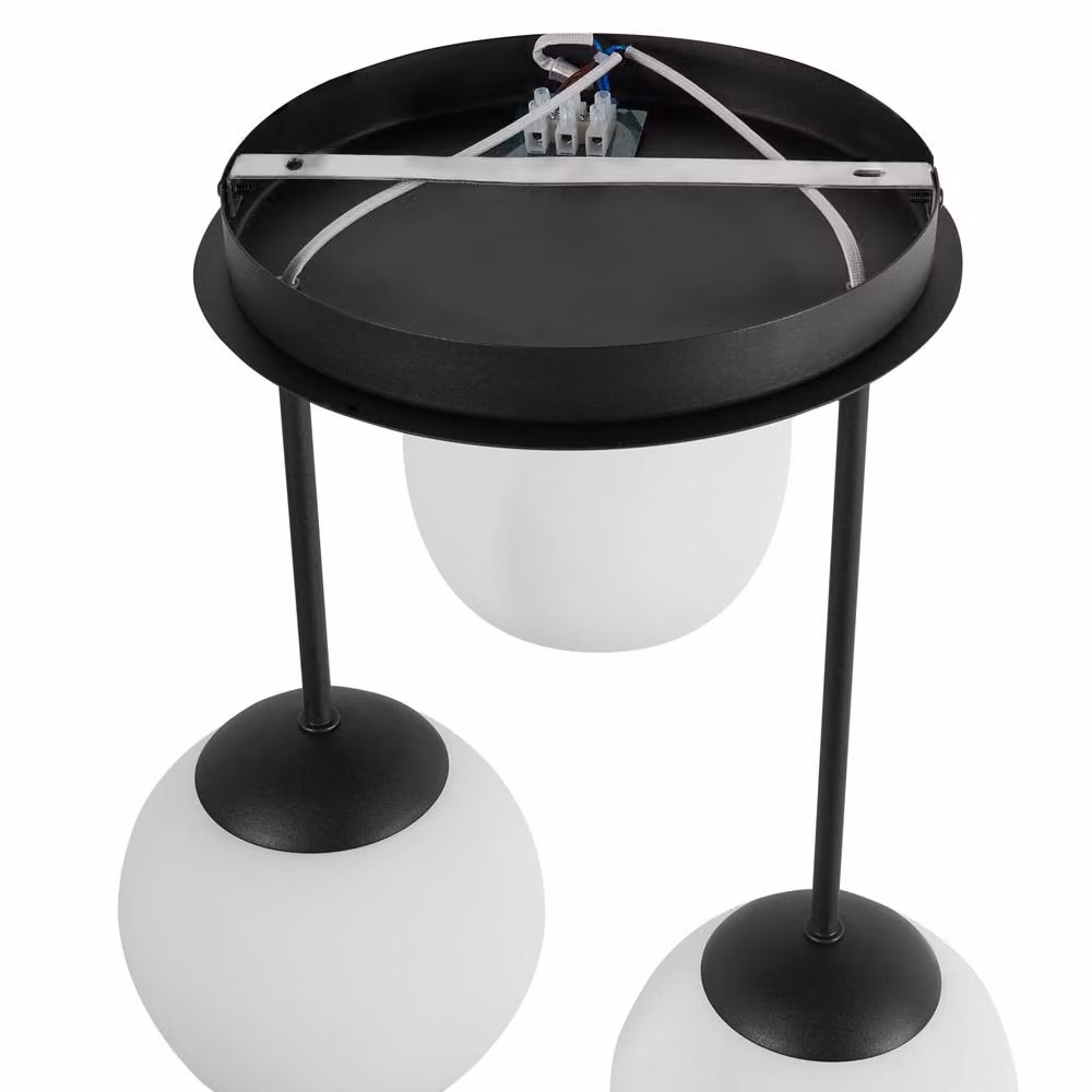 Wyld and Coco Modern 3-Light Black Metal and Glass Sphere Cluster Pendant Ceiling Lamp – 2