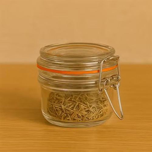 Argon Tableware Glass Spice Jars with Airtight Metal Clip Lids, Set of 3, 125ml, Transparent with Orange Seals – 3