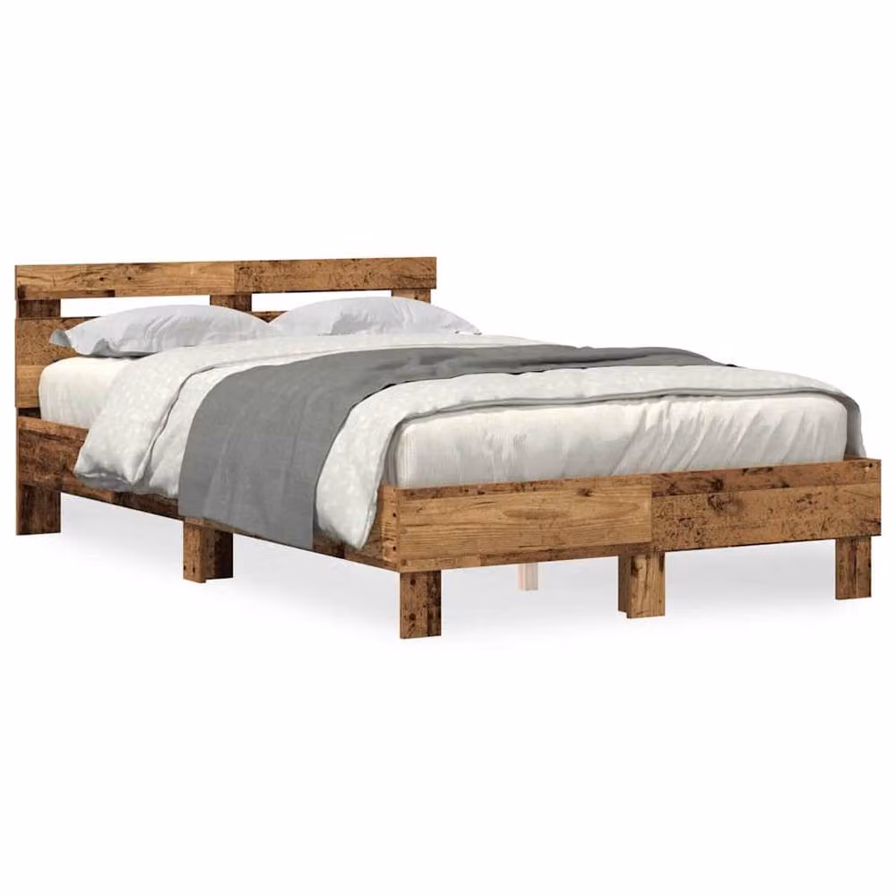 Berkfield Home Modern Engineered Wood Bed Frame in Brown, W/D/H: 120 x 190 cm – 5