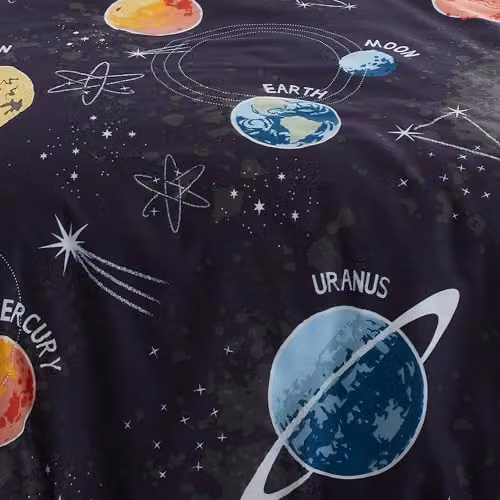 Bedlam Reversible Glow in the Dark Outer Space Duvet Cover and Pillowcase Set, Black, W/D/H: 200 x 200 cm – 4