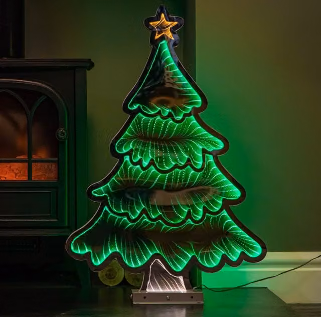 Samuel ALEXANDER 60cm Modern Tabletop Infinity Standing Christmas Tree in Green and Gold with Metal Base