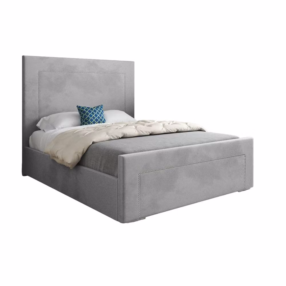 KDMD Macclesfield Small Single Upholstered Designer Bed Frame in Grey Soft Velvet – 2