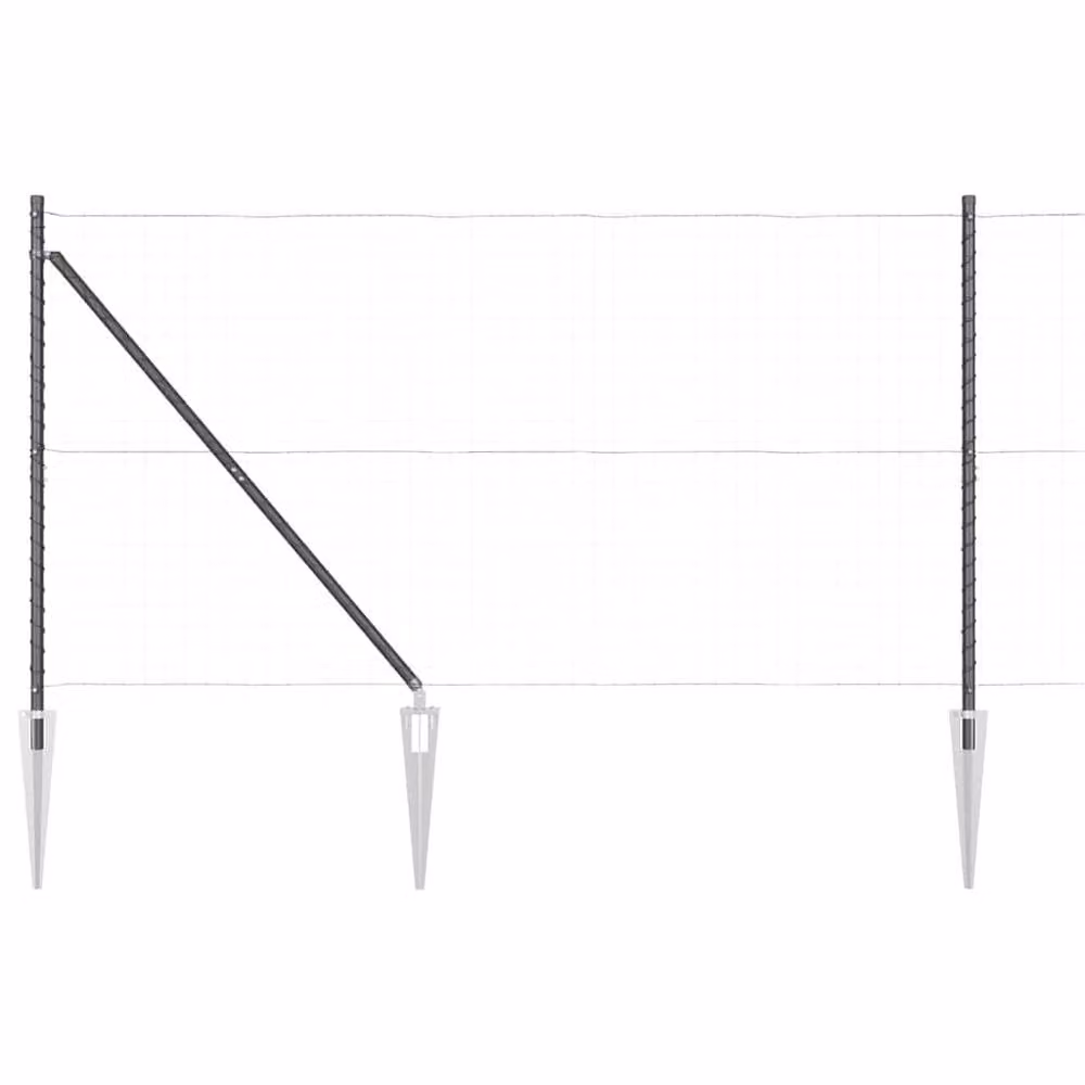 vidaXL 26 Pack Grey Galvanised Steel Round Fence Posts with Spike, H: 140 cm, Diameter: 32 mm – 3