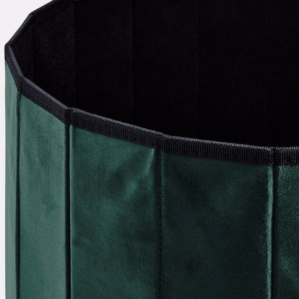 OHS Matte Velvet Round Ottoman Storage Stool in Green – 3