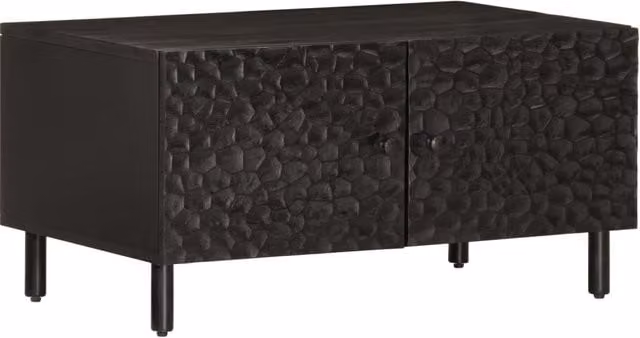 Berkfield Home Black Mango Wood Coffee Table W: 80 cm, D: 50 cm, H: 40 cm