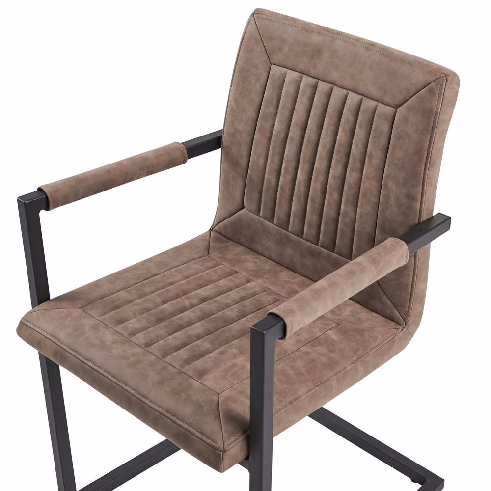 Wyld and Coco Luxor Cantilever Conference Chairs, Set of 2, Brown Faux Leather – 4