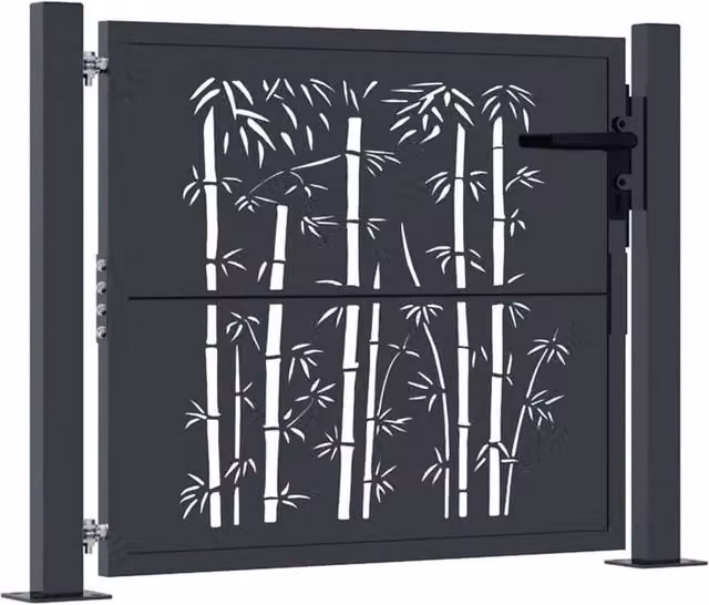 NESTLUNE Anthracite and Black Steel Garden Gate, W: 100 cm, D: 15 cm, H: 100 cm