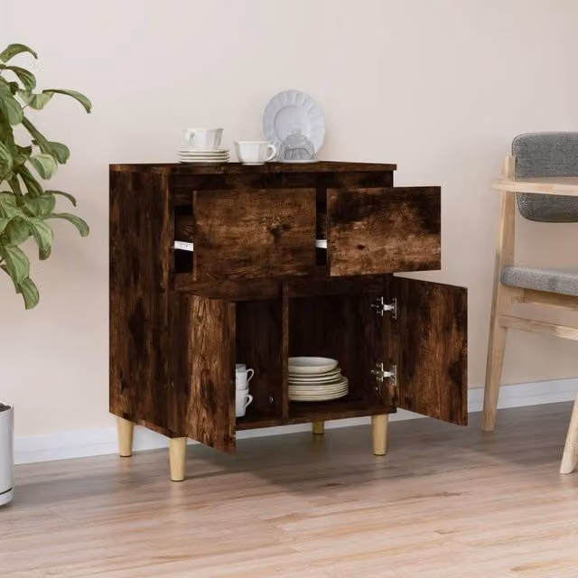 Berkfield Home Smoked Oak Sideboard in Brown, W/D/H: 60 x 35 x 70 cm