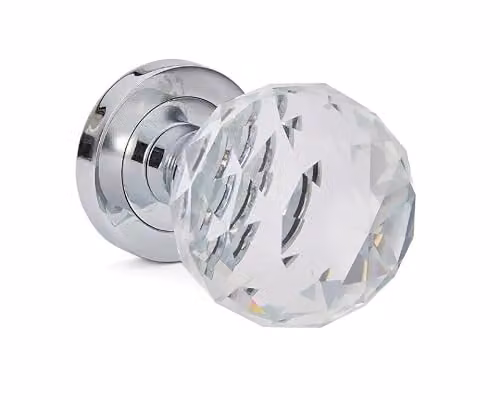 Hiatt Hardware Polished Chrome Glass Round Door Knob Set, 1 Pair