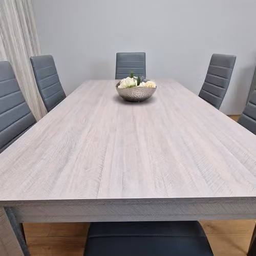 Kosy Koala Modern Rectangular Wood Dining Set with 6 Grey Leather Chairs – 3