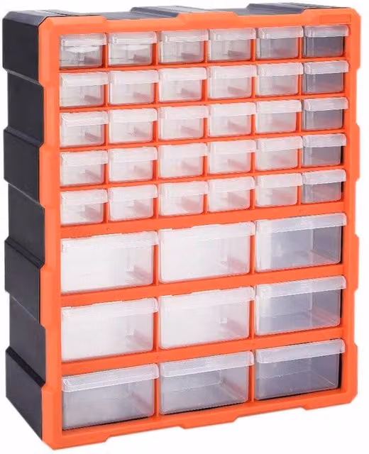 Havendro 39 Drawer Plastic Storage Cabinet Organiser in Orange and Transparent – 1