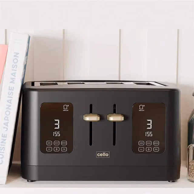 Cello Overture Range 4 Slice Toaster with Digital Display and Timer, Black