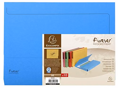 Exacompta 10 Pocket Gusset Folders A4 Light Blue Blue Angel