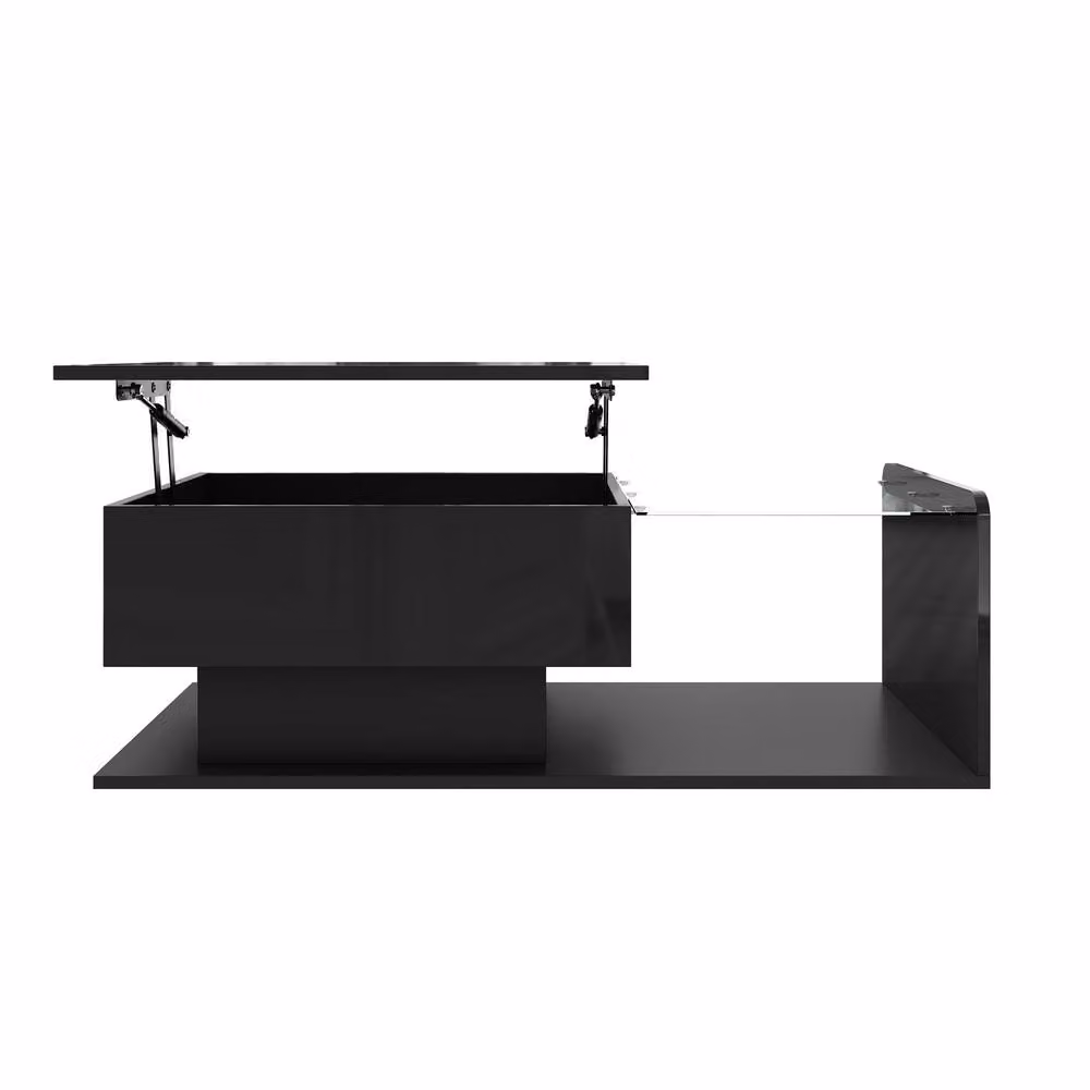 Merax Modern High-Gloss Lift-Top Coffee Table with LED in Black, W/D/H: 100 x 50 x 47.5 cm – 5