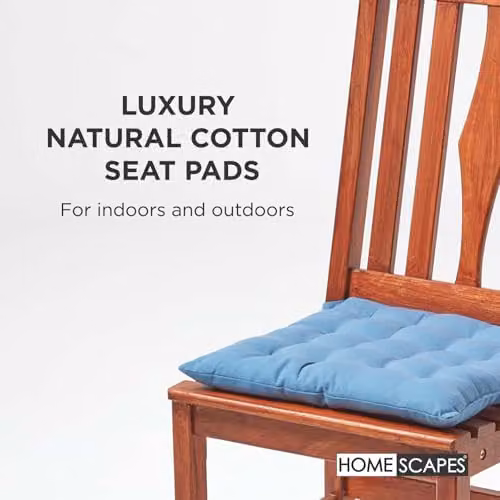 Homescapes Cotton Seat Pad, Blue, W/D/H: 40 x 40 x 6.5 cm – 2