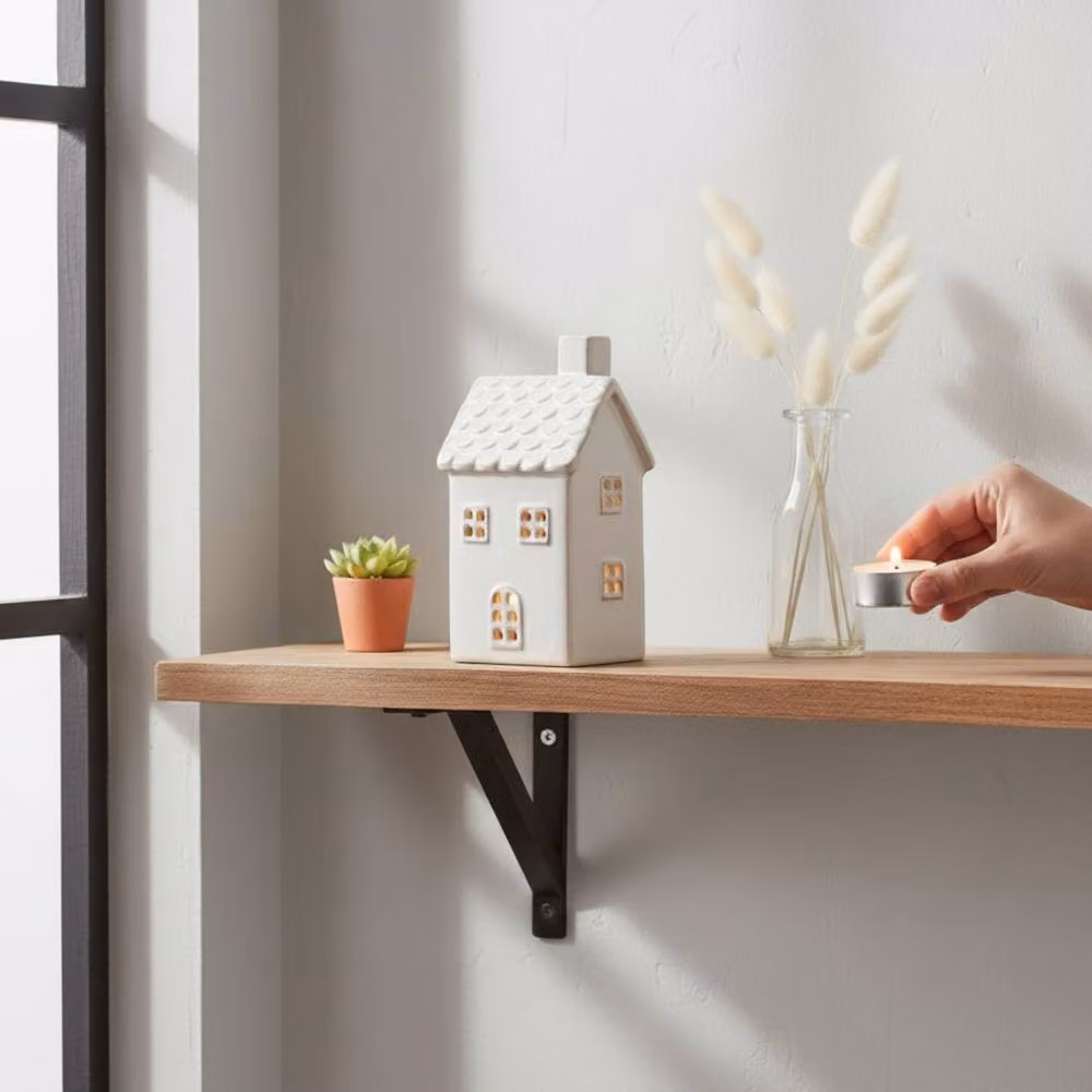 Four Candle Ceramic House Tealight Holder in White – 2