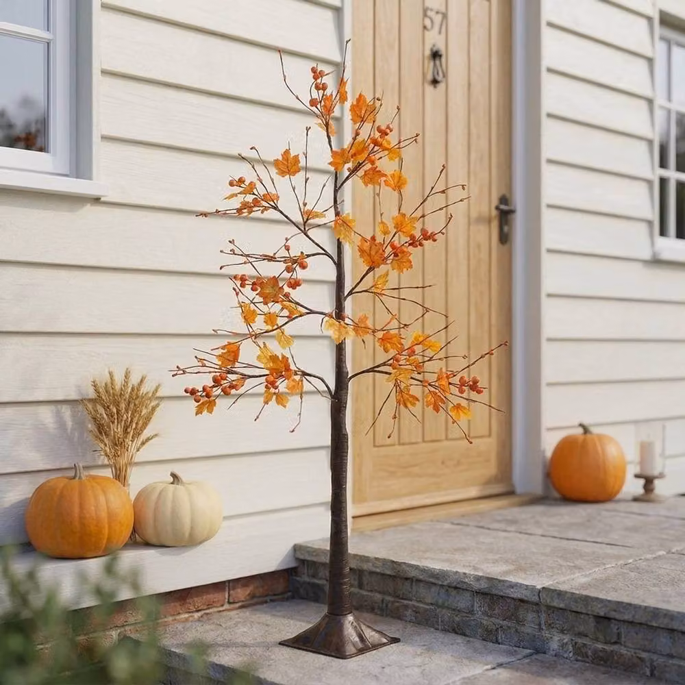 Garden Greatness 1m Illuminated Multicolour Maple Leaf Tree Display with Warm White LED Lights – 2