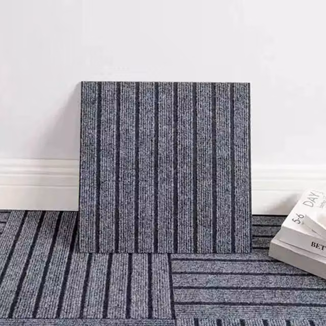 NESTLUNE Grey Self Adhesive Polyester Carpet Tiles, 20 Pieces