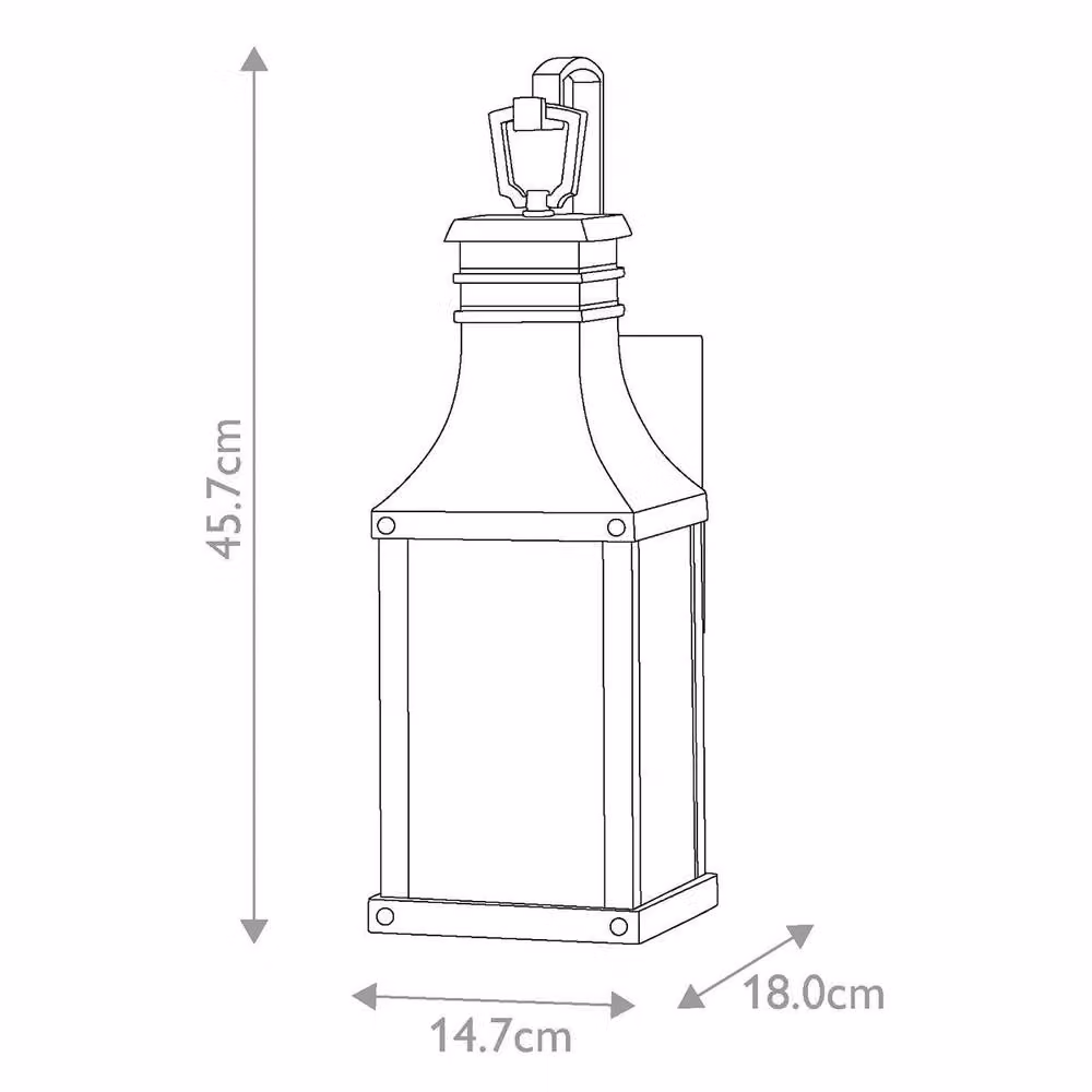 Netlighting Beacon Hill Small Outdoor Wall Lantern in Museum Black with Transparent Glass, IP44 Rated – 2