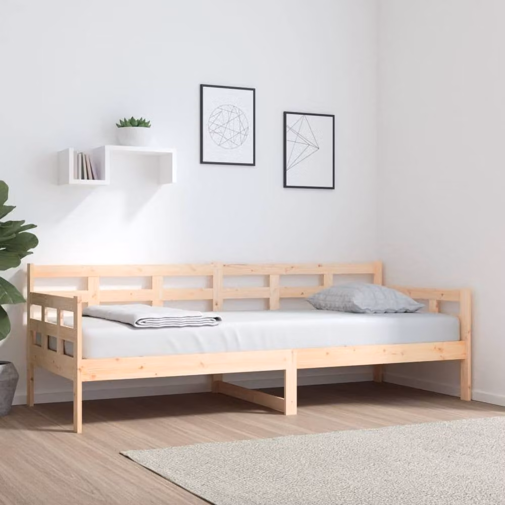 Berkfield Home Rustic Solid Wood Pine Day Bed in Natural – 1
