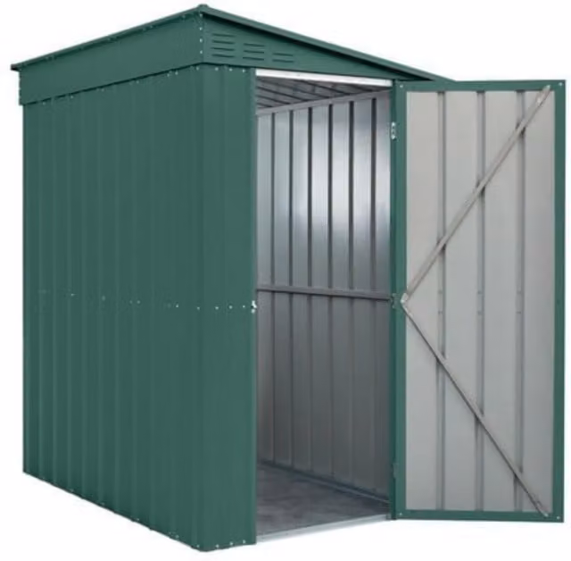 Globel Lean-To Metal Garden Shed in Green, Galvanised Steel, Height: 242 cm