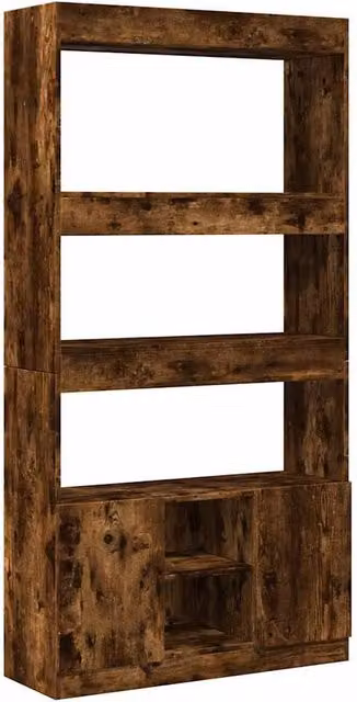 Berkfield Home Smoked Oak Highboard in Brown, W/D/H: 92 x 33 x 180 cm
