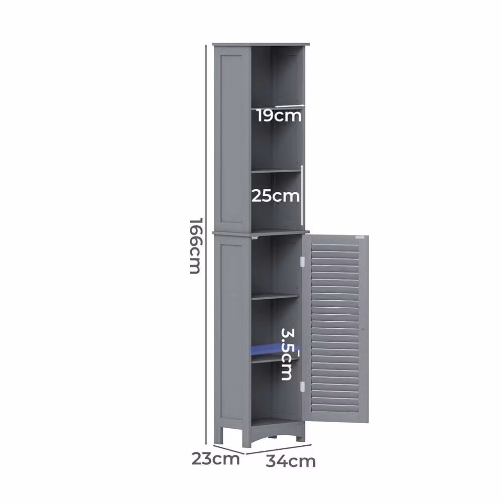 Havendro Tall Slim Bathroom Storage Cupboard Unit in Grey, W: 60 cm, H: 60 cm – 2