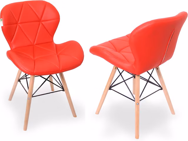 Life Interiors Set of 2 Cecilia Eiffel Faux Leather Dining Chairs in Red