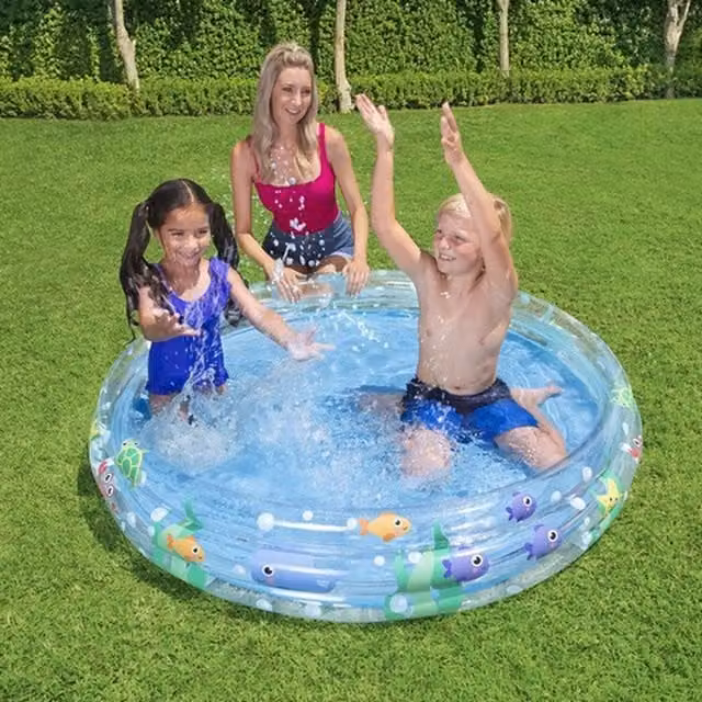 Bestway Sealife 3 Ring Inflatable Round Paddling Pool for Children, Blue