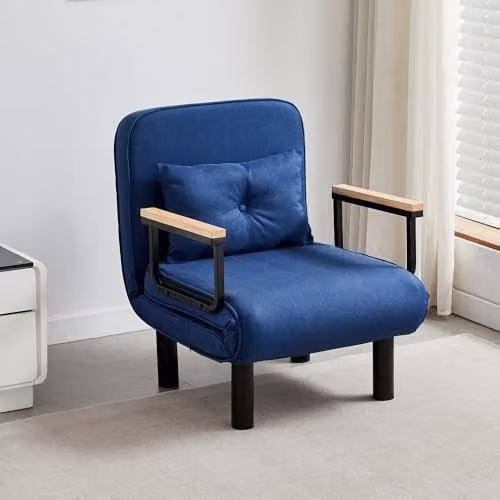 MCC Direct 4-in-1 Folding Single Sofa Bed and Convertible Lounge Sleeper Chair in Blue – 1