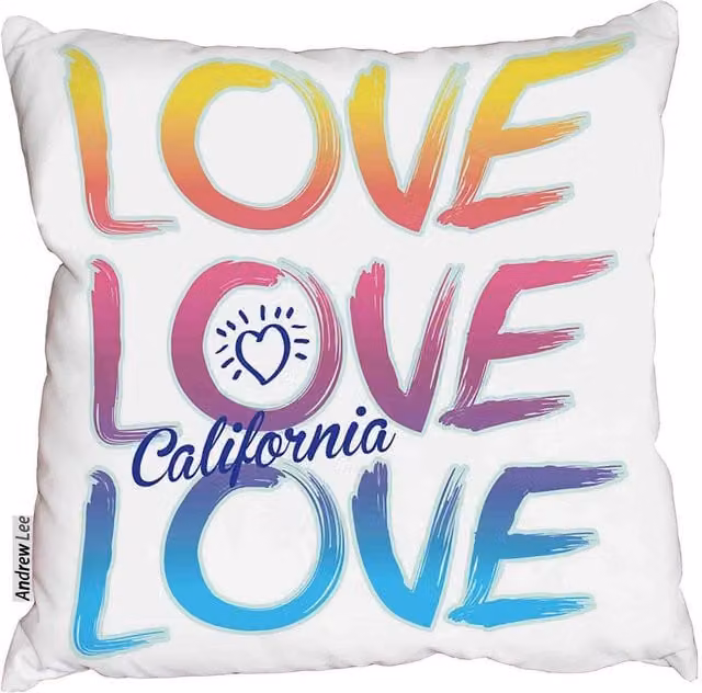 Benjamin Tate Design LTD Love California Square Cushion, Blue and Multicolour, W: 60 cm x H: 60 cm