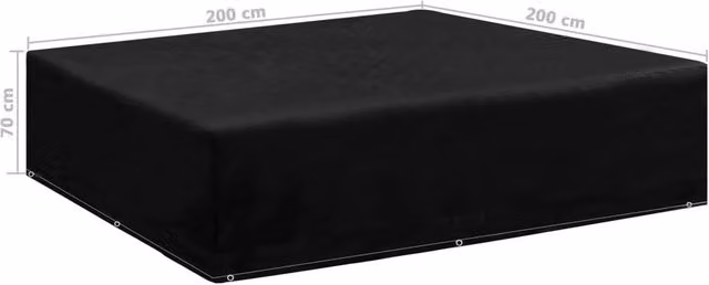 Berkfield Home Durable Garden Furniture Cover with 8 Eyelets, Black, W/D/H: 200 x 200 x 70 cm