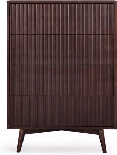 Teamson Home Tremolo 4-Drawer Chest of Drawers with Fluted Fronts in Black and Brown