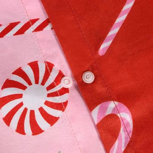 OHS Gingerbread Man Reversible Christmas Bedding Set in Pink and Red, Single Duvet Cover and Pillowcase, W/H: 135 x 200 cm, Pillowcase: 50 x 75 cm – 3