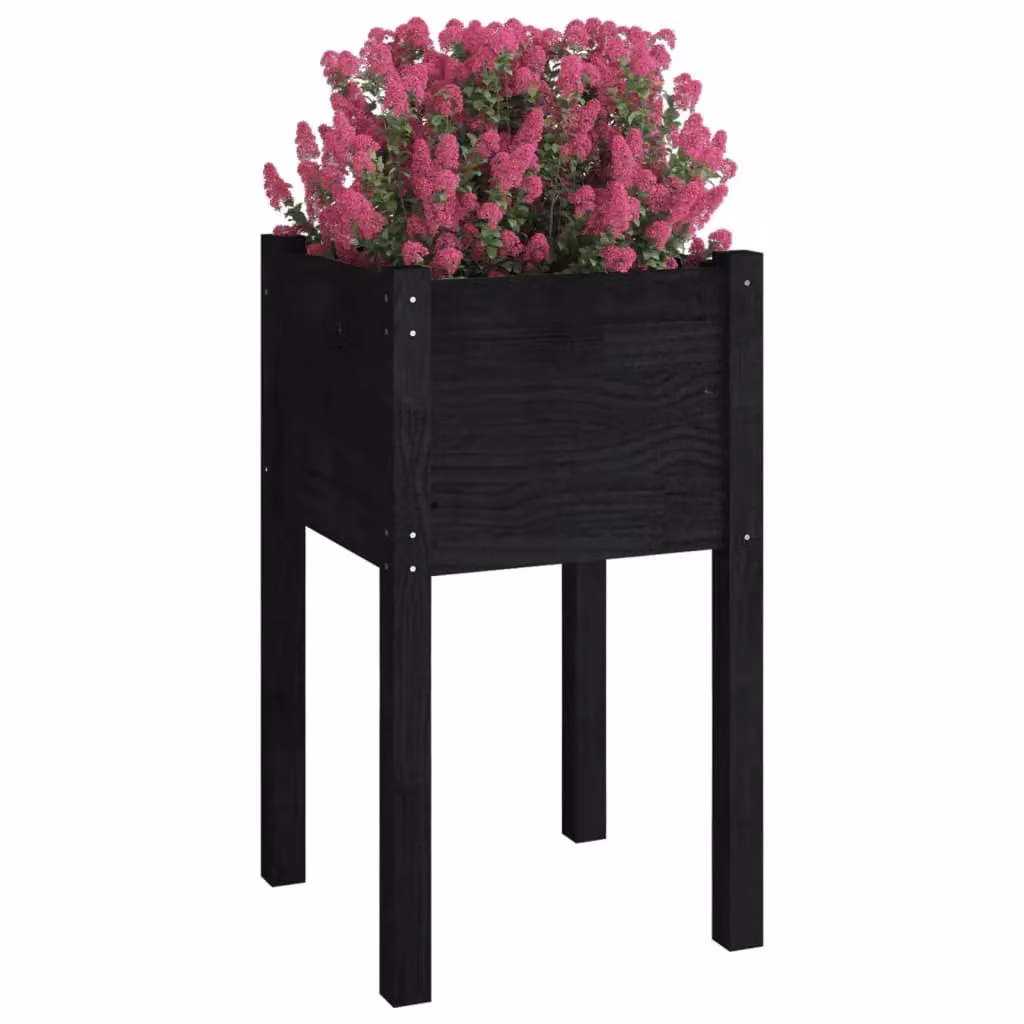 Berkfield Black Wooden Raised Garden Planter, W/D/H: 40 x 40 x 70 cm – 3
