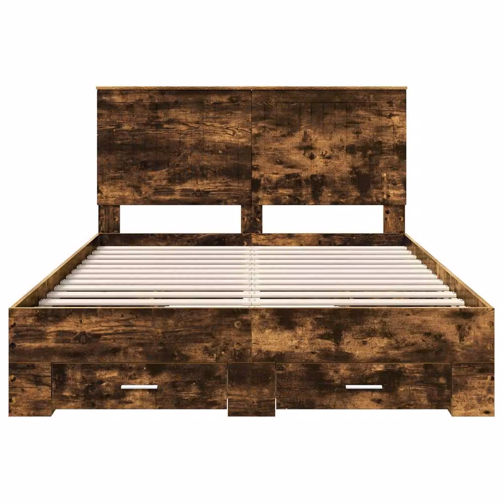 Berkfield Home Modern Bed Frame with Drawers in Smoked Oak Brown, W/D/H: 140 x 200 cm – 3