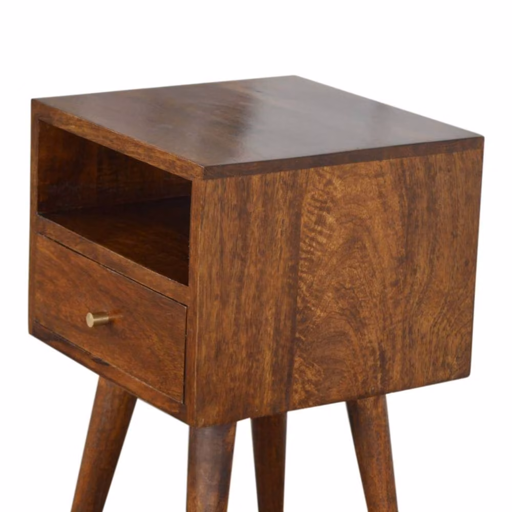Wyld Haus Olbia Mini Chestnut Mango Wood Bedside Table with Drawer in Brown – 3