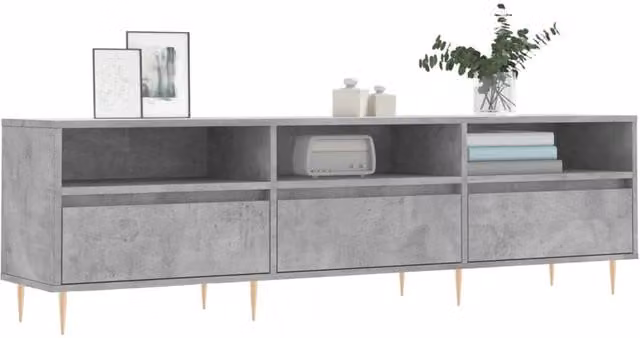 Berkfield Home Industrial TV Cabinet in Concrete Grey, W/D/H: 150 x 30 x 44.5 cm – 1